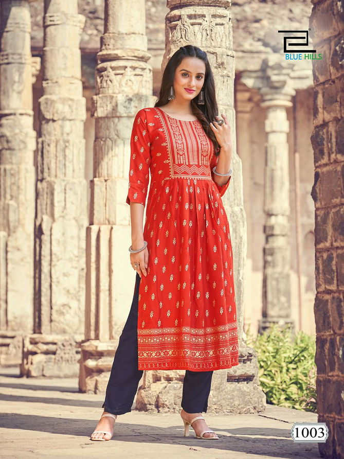 Blue Hills Divine Heavy Rayon Printed Kurtis Catalog
